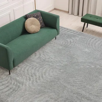 Produktbild von Teppich Wohnzimmer - 200x300 cm - Grau - Geometrisches Muster - Allergikerfreundlich - Leicht zu Reinigen - Waschbar - Weicher Teppich