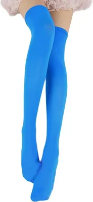 Produktbild von Jumada's – Blaue Oberschenkelstrümpfe – 54 cm lange Strümpfe – stilvolle Kniestrümpfe im oberschenkelhohen Design