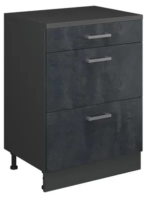 Obrázek produktu pro Kuchyňská skříňka pod šikmou střechu Vicco R-Line Černý beton 60 cm bez šikminy se 3 zásuvkami, Model 61702