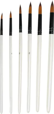Image de 6 -pcs -pinceaux -pinceaux -Set 6 tailles fait à la main poils doux Deux couleurs huile blanche de nylon pour gouache aquarelle poinzing