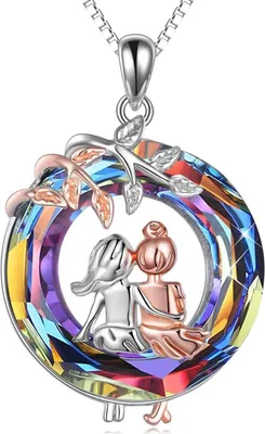 Produktbild von Schwestern Halskette 925 Sterlingsilber Herz Anhänger Vulkanischer Kristall