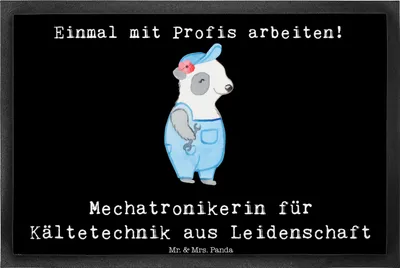 Produktbild von Mr. & Mrs. Panda Schmutzfangmatte Mechatronikerin für Kältetechnik Leidenschaft 40 x 60 cm - Schwarz - Geschenk, Schmutzmatte, Gummimatte, Fussmatte, Gesellenprüfung