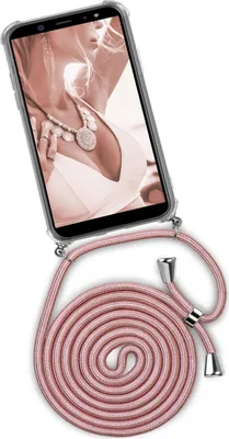 Produktbild von TWIST-Case + TWIST-Cord für Samsung Galaxy A6 (2018), Farbe:Shiny Blush (Silber)