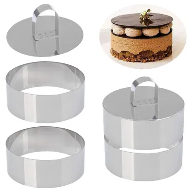 4 Dessertringe 10,5x4 cm Edelstahl 430 mit 2 Teigschabern
