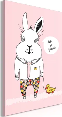 Produktbild von Vliesstoff Leinwandbild - Rabbit's Friend (1 Part) Vertical 80x120 cm Für Kinder e-A-0109-b-a