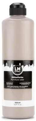 Produktbild von LM-Kreativ Möbelfarbe 500 ml, Greige wie Kiesel – hochdeckender Möbellack matt für Holz, Metall & Kunststoff, ohne Schleifen