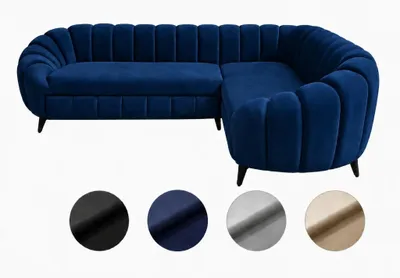 Zdjęcie produktu dla Narożnik Verno 270x210 cm, pianka HR45 i sprężyny Bonell, wolnostojący, nowoczesne pikowanie, granatowy