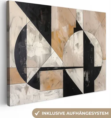 Produktbild von MuchoWow® - Leinwandbilder - Abstrakt - Modern - Geometrisch - Pastell, Wandbild, Wanddeko Bilder Wohnzimmer, 120x90 cm