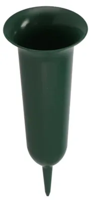Produktbild von DK Design Grabvase Kunststoff - grun - 32 cm - Grabschmuck - Blumenvase fur Gedenkstatte / Friedhof