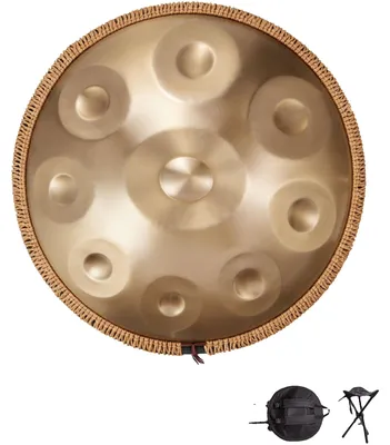 Zdjęcie produktu dla Bęben ręczny VEVOR, 55 cm, 9-tonowy bęben stalowy, 432 Hz, D-moll, z tkaninową osłoną krawędzi, 2 pałkami i torbą transportową, instrument perkusyjny o trwałej kolorystyce do profesjonalnych występów
