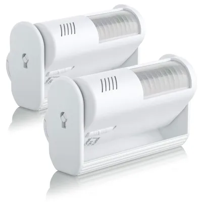 Immagine prodotto di Sensore di movimento con allarme - Bianco, portata di rilevamento di 8 metri - Alimentazione a batteria - Montaggio a parete