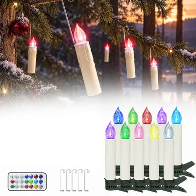 Produktbild von LZQ 20X RGB Weinachten LED Kerzen Kabellos, Flammenlose Kerzen, Batterie & Fernbedienung, Weihnachtsbeleuchtung