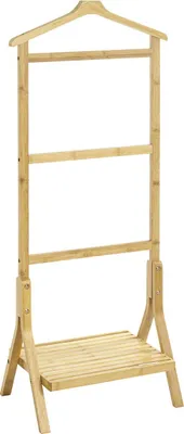 Kleiderständer aus Bambus mit Schuhregal, 115 cm hoch, Natur