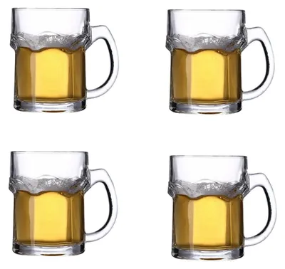 4 Biergläser mit Henkel, 500 ml, Glas, klassisch
