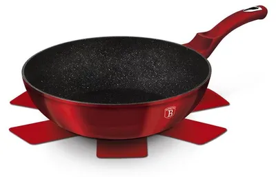 Obrázok produktu pre Panvica WOK s mramorovým povrchom 30 cm Burgundy Metallic Line