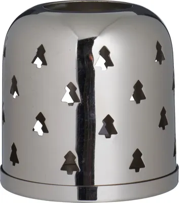 Image de Bougeoir argenté pour bougie chauffe-plat avec arbres (10x10,3 cm), plus grand