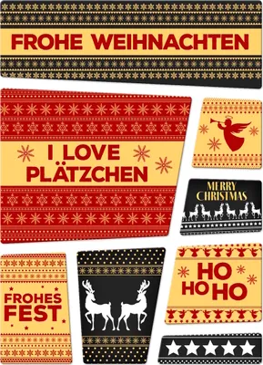 Produktbild von Weihnachtsmuster Kühlschrankmagnete im 8er Set Weihnachten Rentier Sterne Advent