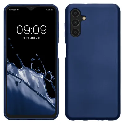 Produktbild von kwmobile Handyhülle für Samsung Galaxy A04s Hülle - Silikon Case metallisch schimmernd - Schutzhülle Cover - Metallic Blau
