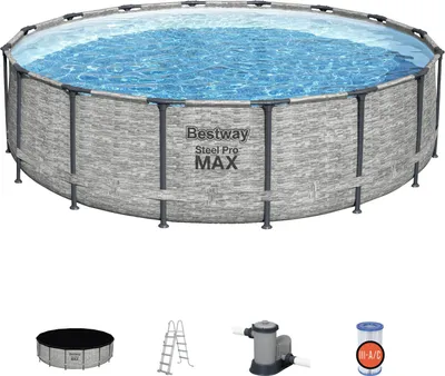 Produktbild von Bestway Steel Pro 5619E, Gerahmter Pool, Leiter, Grau, 67,4 kg