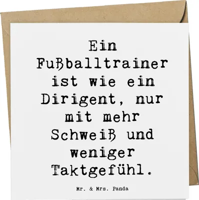 Produktbild von Mr. & Mrs. Panda Grußkarte Spruch Fußballtrainer Dirigent - Weiß - Geschenk, anlasskarte, Beruf, Berufsliebe, Berufe, Taktgefühl, Klappkarte, faltkarte, doppelkarte, Team