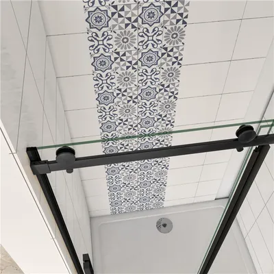 Produktbild von Schiebetür Duschkabine B.120x H.200cm Duschabtrennung schwarz  Duschwand  8mm Nano ESG-Glas Nischentür duschtür