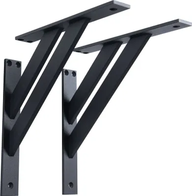 Produktbild von 2x sossai FSHR Design Regalträger in Schwarz 240x240mm Regalwinkel Bücherregal Konsole Regal Halter