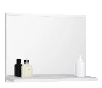 Produktbild von Badspiegel mit 1 Ablage Badezimmerspiegel Spiegel Regal Wandspiegel Hängespiegel Badmöbel Spiegel Flurspiegel für Schlafzimmer Weiß 60X50