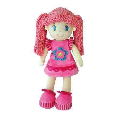 Immagine prodotto di Bambola di pezza con vestito rosa e fiore