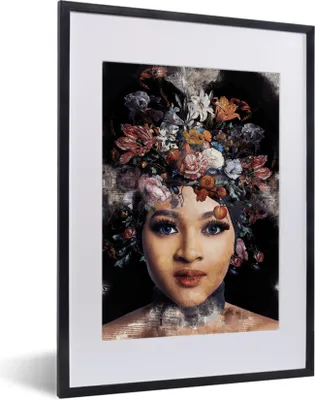 Produktbild von MuchoWow® MuchoWow® Gerahmtes Poster Blumen - Farbe - Frauen 30x40 cm - Poster mit zchwarzem Bilderrahmen - Wandposter Schlafzimmer