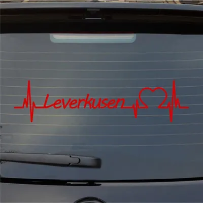 Produktbild von Heckscheibenaufkleber Leverkusen Herzschlag Puls Stadt Liebe 55x13 cm Rot Auto Aufkleber Sticker