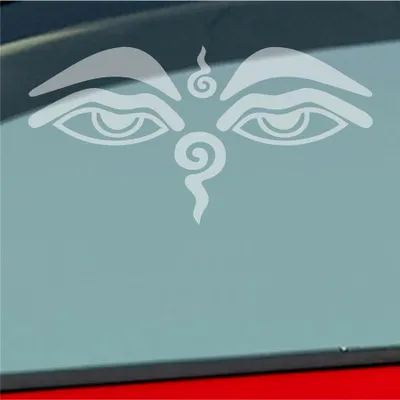 Produktbild von Auto Aufkleber Buddhismus Sehendes Auge Eye Buddha Asien 12x6 cm Milchglas Sticker Heckscheibenaufkleber