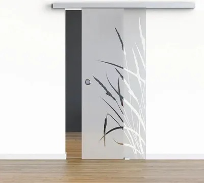 Produktbild von Pertura Glasschiebetür Komplettset Glera Blade 02 1025x2175 mm Rechts inkl. Beschlag Selir Aluminium natur,Griffmuschel