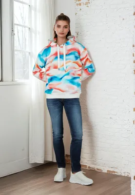 Produktbild von Salzhaut Damen Hoodie Töhn mit All-Over-Print Wellen - Moderner Kapuzenpullover in Multi Größe M