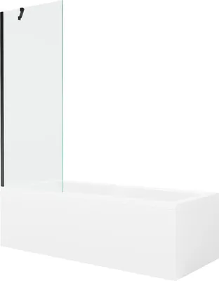 Produktbild von Mexen Cubik rechteckige Badewanne 150 x 70 cm mit Verkleidung und 1-flügeliger Falttür 70 cm, transparent, schwarz - 550315070X?
