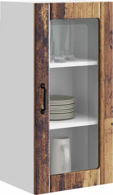 Produktbild von vidaXL Wandglas-Schrank PORTO Altholz 40 x 31 x 80 cm Holzwerkstoff