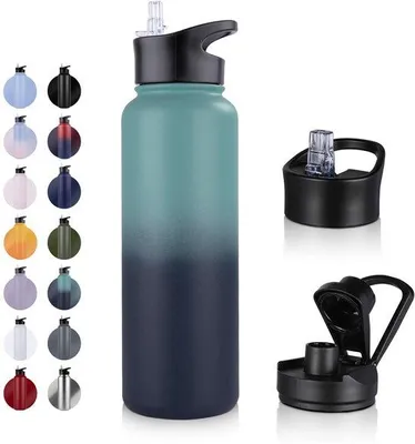 Image de Gourde isotherme de 1,2 l avec paille, étanche, pour boissons gazeuses