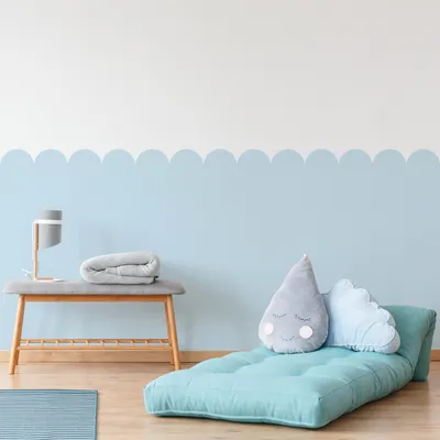 Produktbild von Muralo WANDTATTOO für Kinderzimmer Wandsticker Wandaufkleber Scallop-Border Form Blau Br. 120 cm x Hö. 120cm