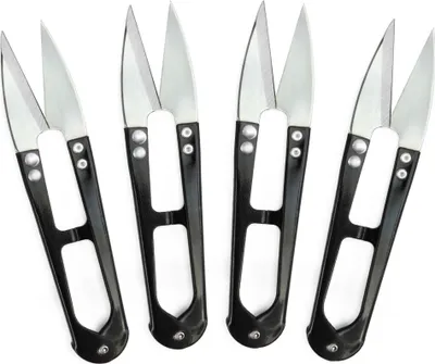 Produktbild von 4x Fadenschere scharf aus Edelstahl - Universell einsetzbare Nähschere für präzises Abtrennen von Faden und Garn, zum Basteln und für die Pflanzenpflege