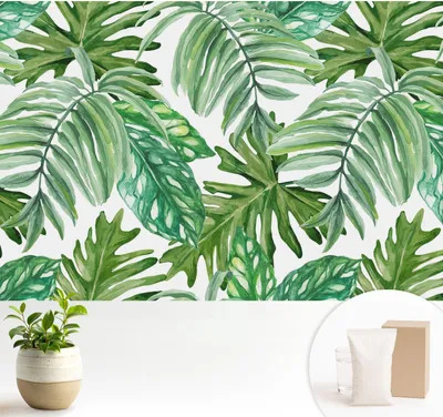 Obrázek produktu pro Samolepicí fototapeta – 104 x 70 cm – tapeta – nástěnná tapeta – nástěnné obrazy – samolepicí fólie – dekorativní fólie – tapetová fólie – stěna – dekorace – obývací pokoj – exotické listy