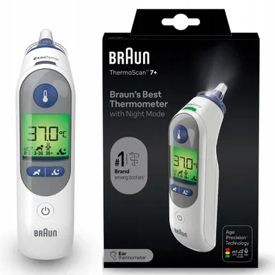 Produktbild von Ohrthermometer Braun Thermoscan 7+ Irt6525 Nachtmodus Leise Beleuchtet