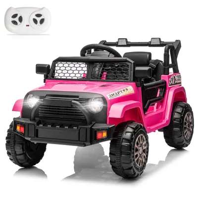 Produktbild von Elektrischer Aufsitz-Jeep für Kinder, mit Fernbedienung, Licht und Musik rosa
