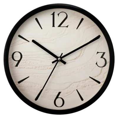 Wanduhr, 30,5 cm, schwarz, leises Quarzwerk, modern