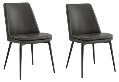 Produktbild von CHITA Polsterstuhl 2er Set ergonomisch mit Rückenlehne, Kunstleder, Metallgestell, Esszimmerstuhl, Bürostuhl, Küchenstuhl, 4-Fuß-Stuhl