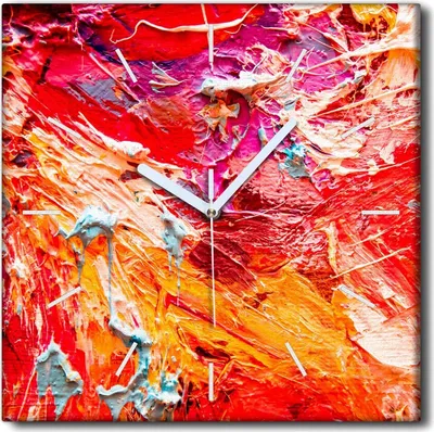 Produktbild von Coloray Uhr auf Leinwand 30x30 cm Wand Uhr Dekoration Wohnzimmer Segeltuch weiße Zeiger -Kunst Abstraktion.