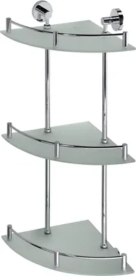 Produktbild von BOMEGA Glasablage Eckmodell mit 3 Flächen Messing Chrom poliert 270x660x270 mm für Bad & Küche >> zum Bohren