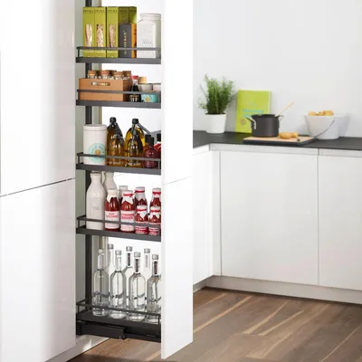 Produktbild von Kesseböhmer Apothekerauszug Dispensa-X Set anthrazit Höhe 1900-2300 mm / Breite 300 mm / 5 Tablare