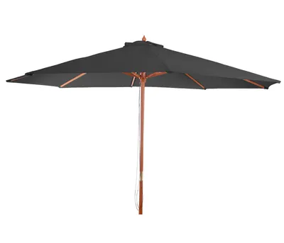 Produktbild von Mendler Marktschirm Lissabon, Polyester/Holz, anthrazit, Ø 3,5m, 7kg, UV-Schutz 50+, Handseilzug, Lüftungsschlitz, wasser- & schmutzabweisend