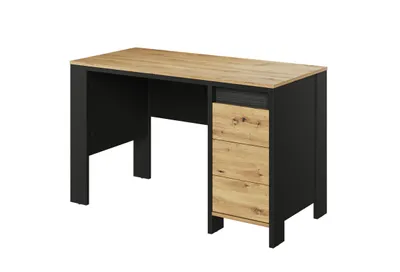 Image de MINIO go for it, bureau SPOT - 1 porte, 1 tiroir, avec pieds, noir/chêne artisan, 122x75x58 cm