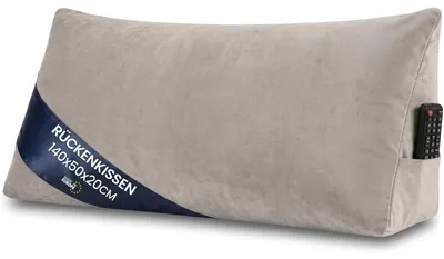 Produktbild von Keilkissen Rückenkissen Lesekissen für Bett Sofa & Couch Beige Velvet 140 cm
