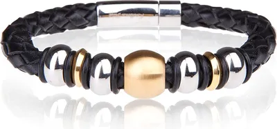 Produktbild von Karisma Leder Armband Edelstahl Elemente Gold und Silber Farben